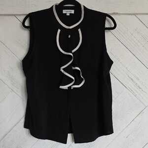 Calvin Klein Black Blouse with White Accents